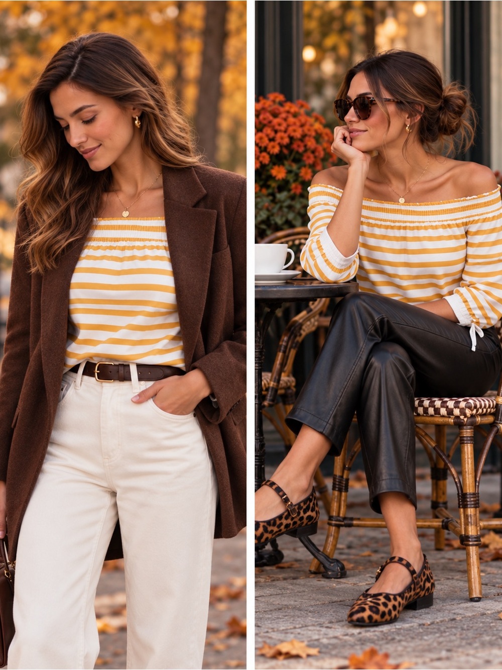 J.Crew Yellow & White Striped Off-the-Shoulder Top – Size M